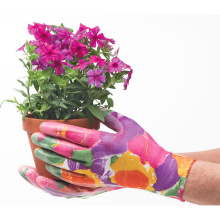 Flower Print Nitrile Garden Work Gloves/Nitrile Dipped Gardening Work Gloves